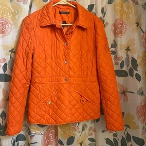 Lauren Ralph Lauren Quilted‎ Jacket Orange Lightweight Coat Women's Small Fall